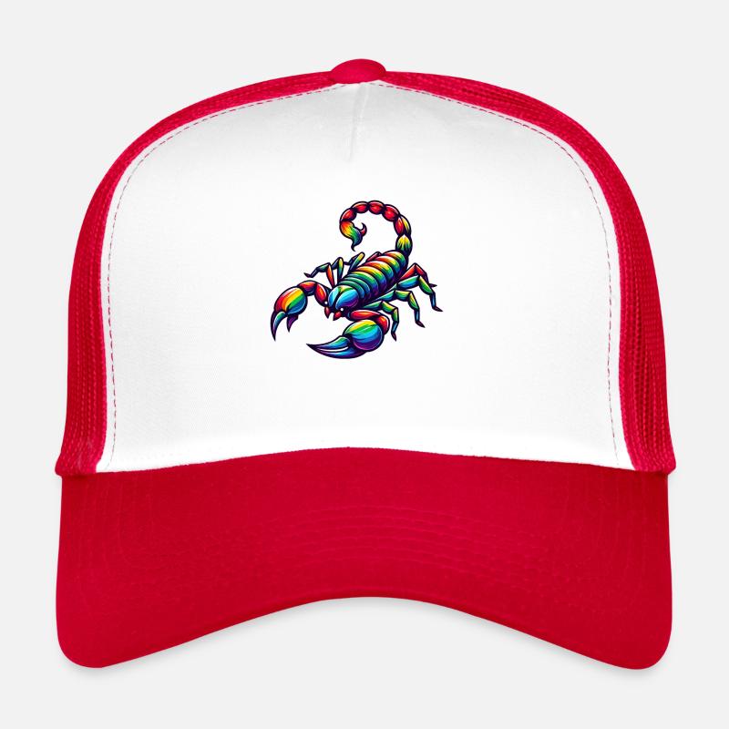 Conception du zodiaque Scorpion dans des teintes arc-en-ciel vives Casquette trucker 