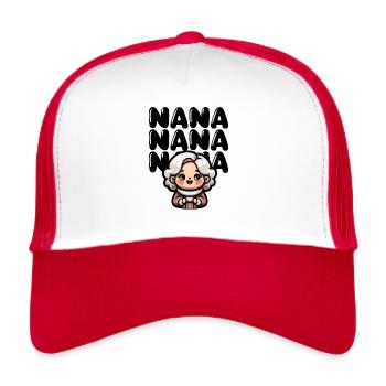 Niedliche Cartoon Nana - Trucker Cap - Weiß/Rot - Vorne