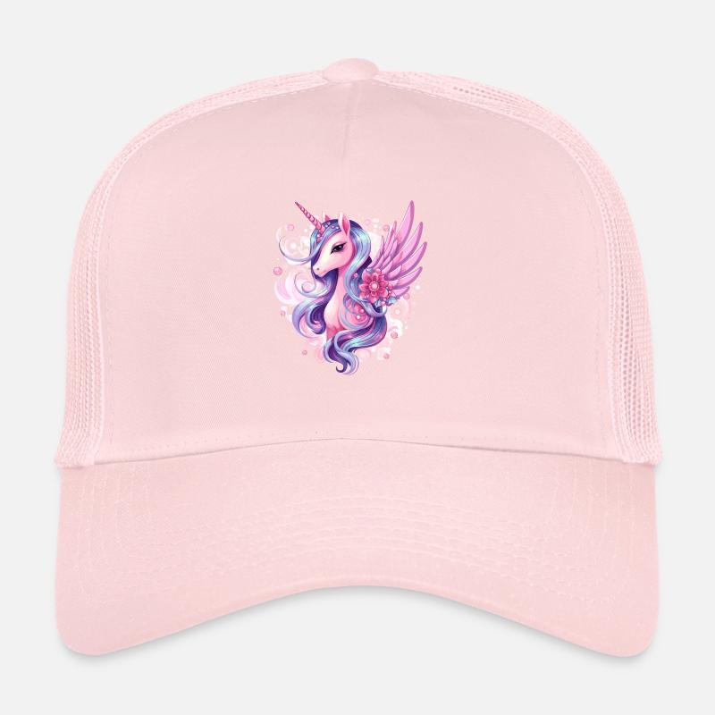 Licorne rose avec des ailes Casquette trucker 