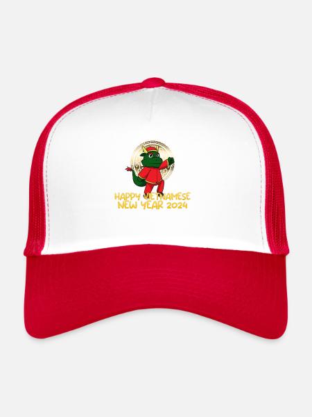 Vietnamien Nouvel An Dragon Vietnam I Cadeau - Casquette trucker  - blanc/rouge - Devant
