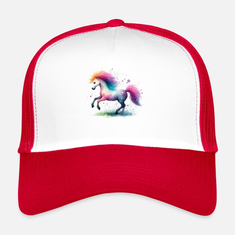 Petit poney aquarelle colorée Casquette trucker