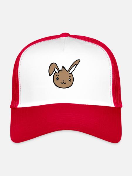 Lapin Lapin Semble mignon Heureux Friendly - Casquette trucker  - blanc/rouge - Devant