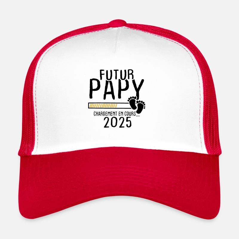 Futur Papy 2025 - Casquette trucker  - blanc/rouge