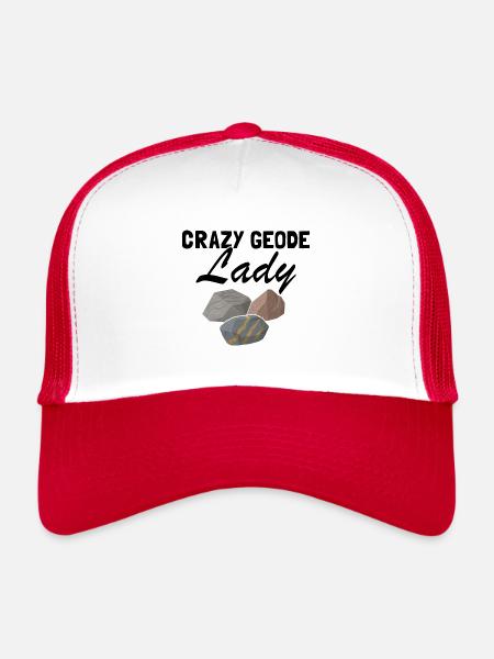 Recherche sur les roches et conception de roches à quartz - Casquette trucker  - blanc/rouge - Devant