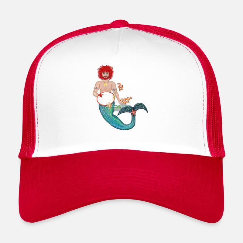 Rothaariger Meermann - Trucker Cap - Weiß/Rot