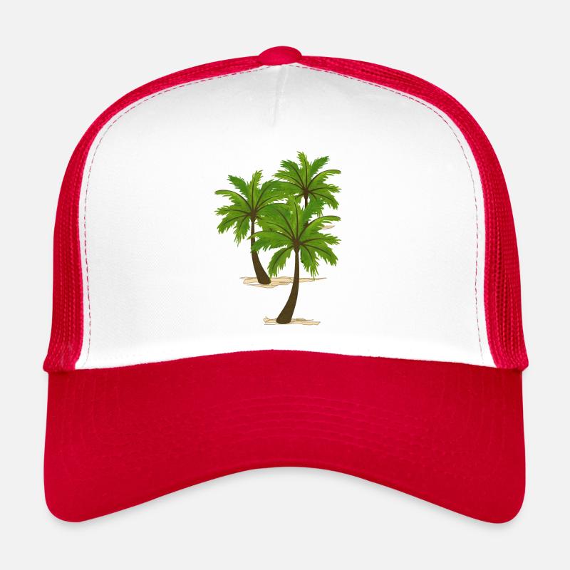 Palmen - Trucker Cap - Weiß/Rot