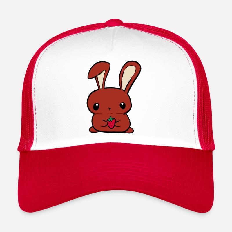 cute red rabbit and strawberry Trucker Cap