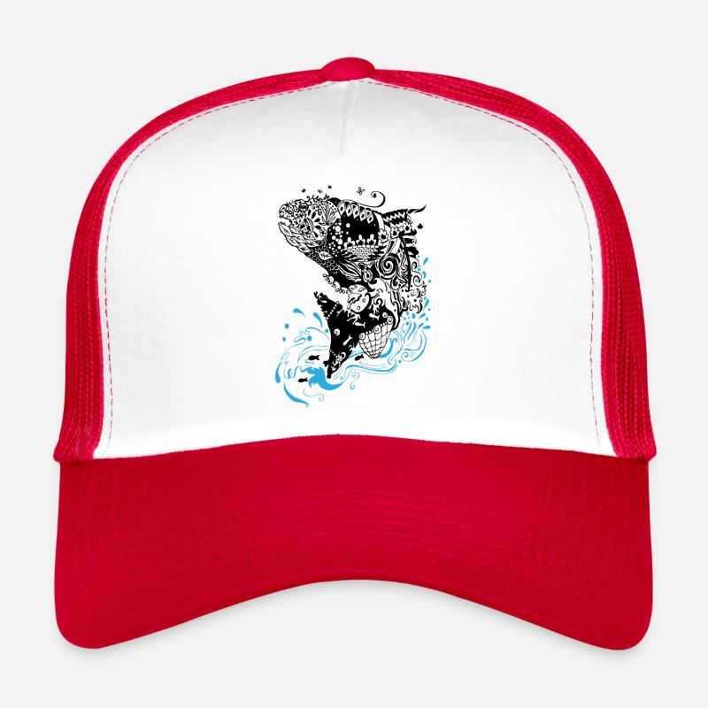Poisson sauteur (version pour tissus légers) - Casquette trucker  - blanc/rouge
