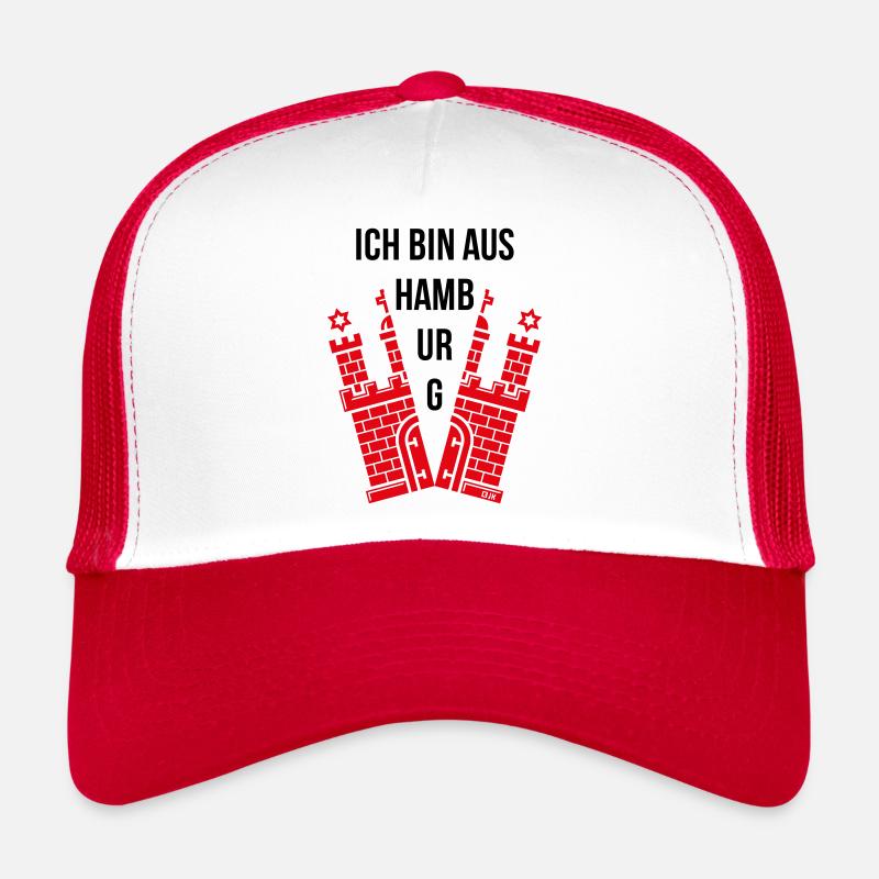Ich Bin Aus Hamburg (Hamburger / Wappen) - Trucker Cap - Weiß/Rot