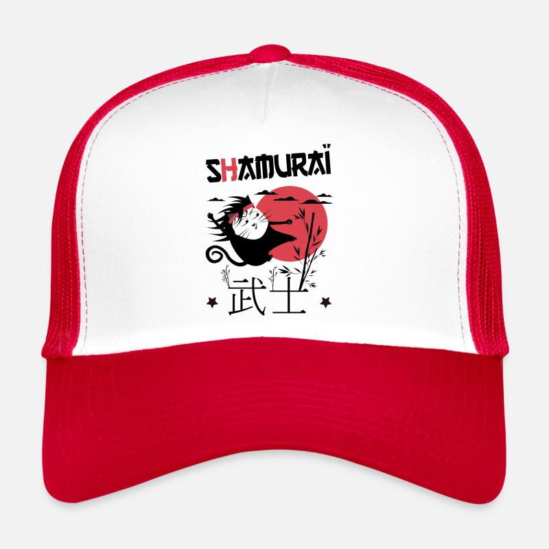 Shamuraï Cat Fighter, Drôle de Chat Noir Samuraï Casquette trucker 