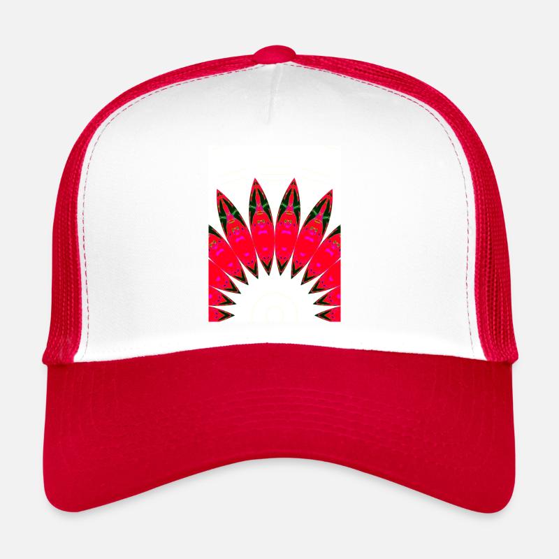 Spitzen in ROT - Trucker Cap - Weiß/Rot