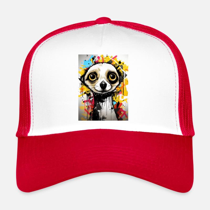 [MB] Erdmännchen-Buntes Abenteuer - Trucker Cap - Weiß/Rot