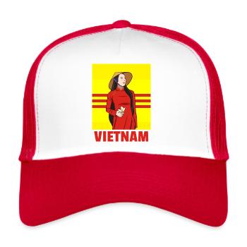 Vietnam Viet Kieu Vietnamese Flagge I Geschenk - Trucker Cap - Weiß/Rot - Vorne