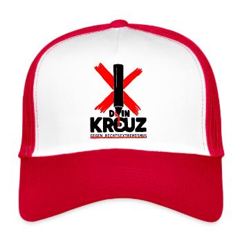 Dein Kreuz gegen Rechts - Trucker Cap - Weiß/Rot - Vorne