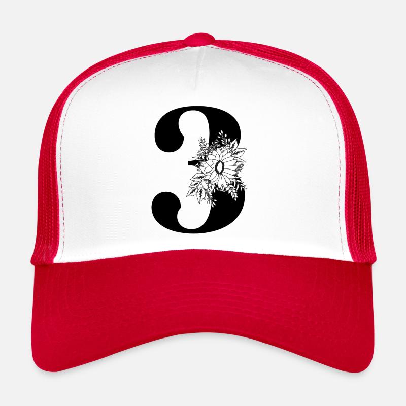 Number 3 Black Floral -3rd Floral Anniversary Trucker Cap