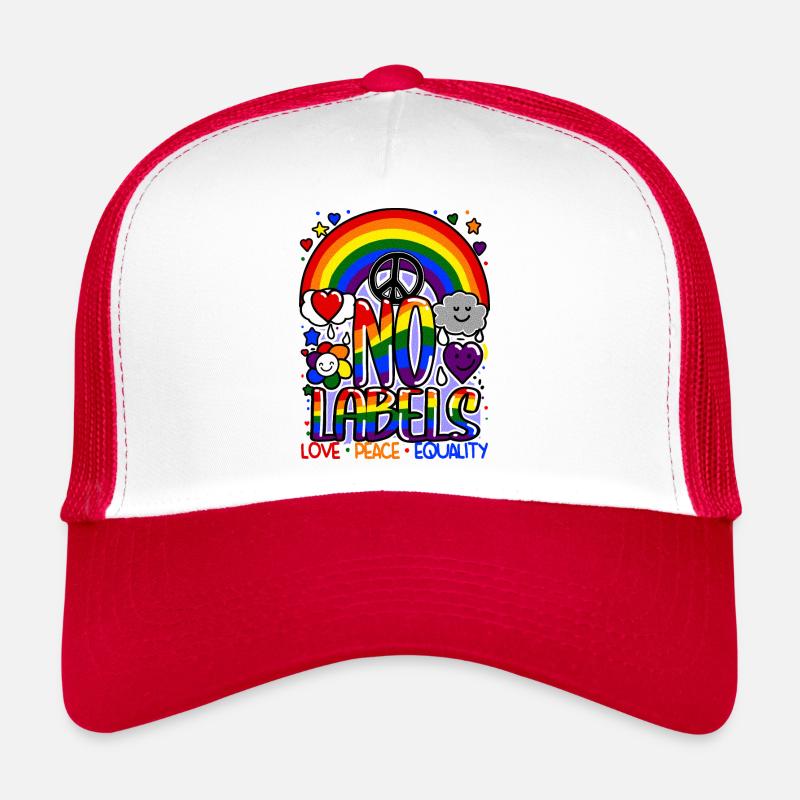 No Labels Design LGBT Rainbow & Equality - Trucker Cap - white/red