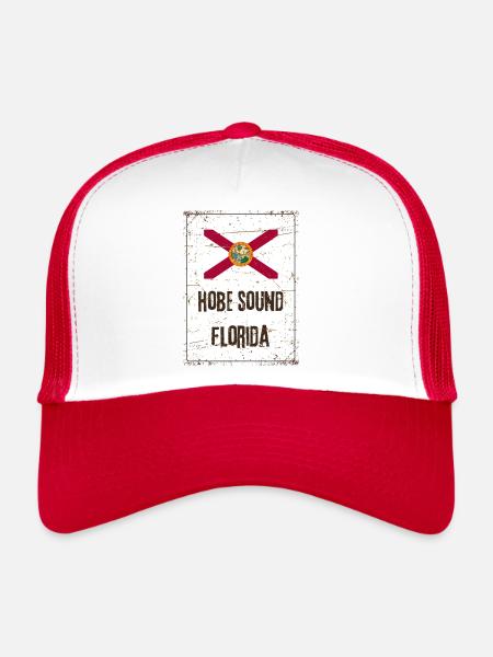 Drapeau de l’État de Floride de Hobe Sound - Casquette trucker  - blanc/rouge - Devant