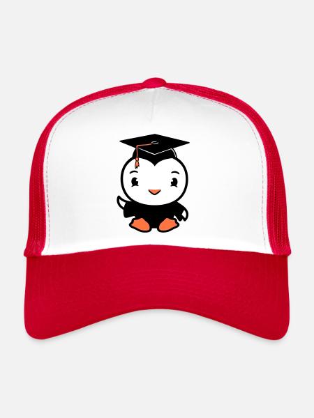 Oiseau Graduation Collège Graduation Chapeau École - Casquette trucker  - blanc/rouge - Devant