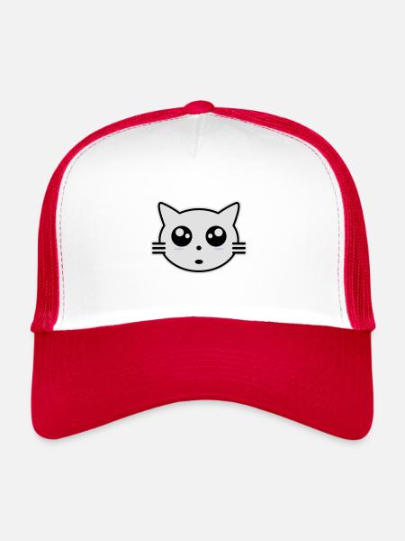 Chaton - Casquette trucker  - blanc/rouge - Devant