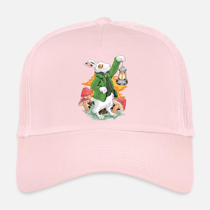 Rabbit with lamp and green jacket Trucker Cap