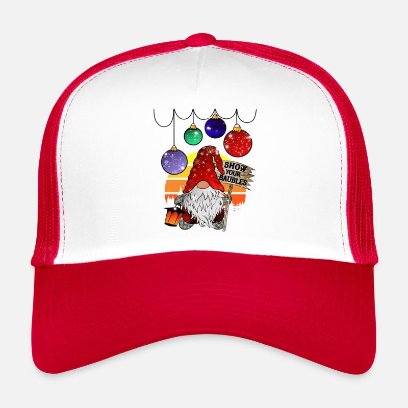 Gnomes elfes de Noël avec des boules d’arbre de Noël Casquette trucker 