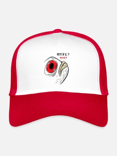 Quoi? Cadeau amusant de pêche à la perche de poisson - Casquette trucker  - blanc/rouge - Devant