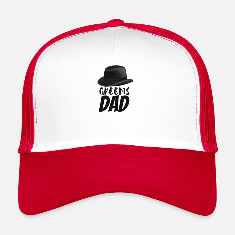 Bräutigam, Vater, Sohn, Ehesohn, Hochzeitshut - Trucker Cap - Weiß/Rot