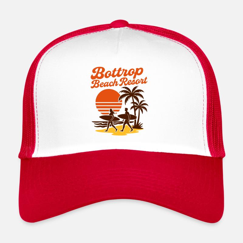 Bottrop Beach Resort – Retro Surf Vibes aus’m Pott - Trucker Cap - Weiß/Rot