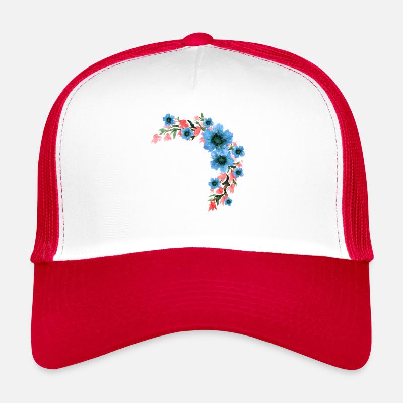 Fleurs - Casquette trucker  - blanc/rouge