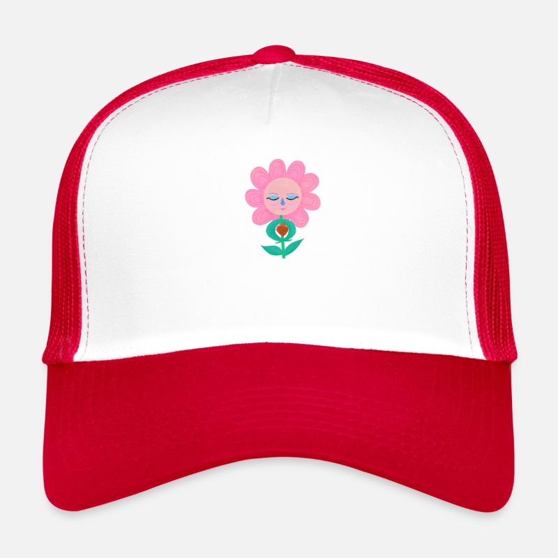 Blume - Trucker Cap - Weiß/Rot