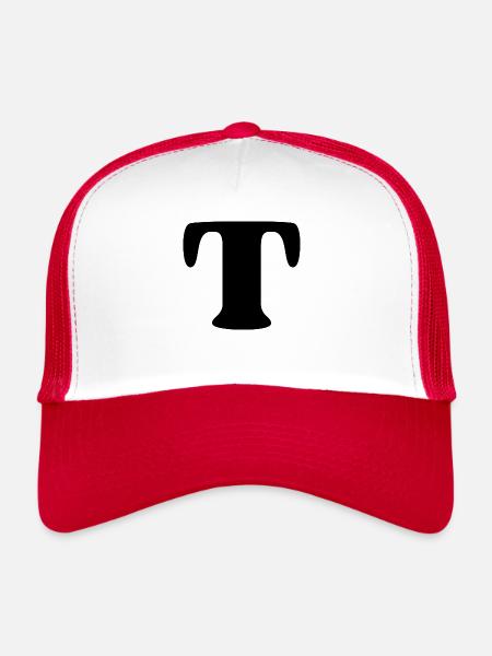 lettre t - Casquette trucker  - blanc/rouge - Devant