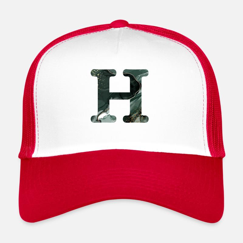 Buchstabe h grün marmoriert Trucker Cap