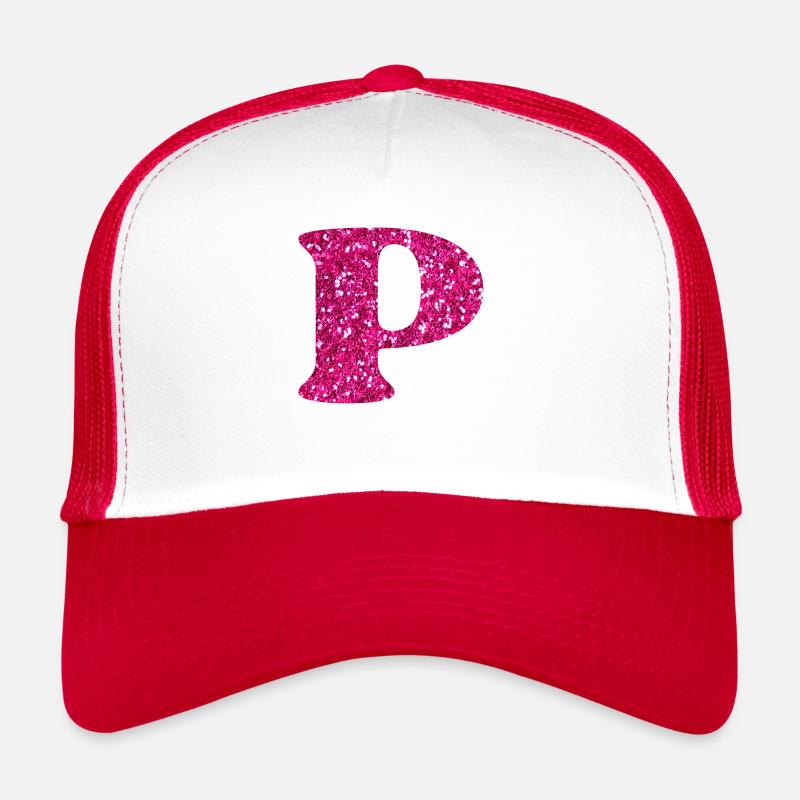 Lettre p rose pailleté Casquette trucker 