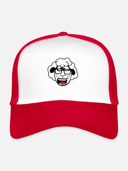 mouton nerd hornglasses fermoir lunettes geek smart - Casquette trucker  - blanc/rouge - Devant