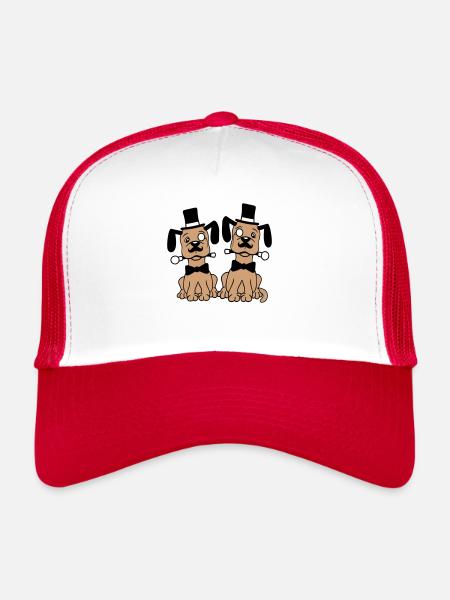 2 Chiens M. Sir Cylindre Chapeau Monocle Lunettes Empire - Casquette trucker  - blanc/rouge - Devant