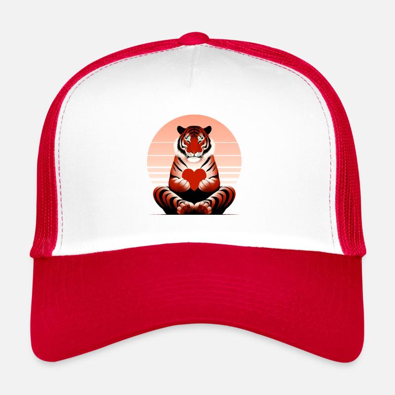 Tiger mit Herz - Trucker Cap - Weiß/Rot
