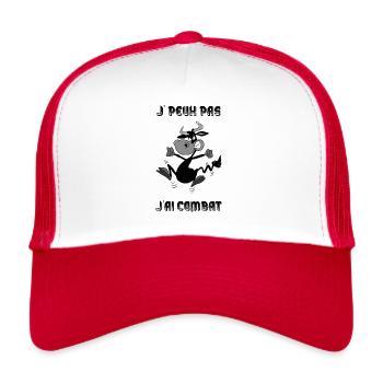 Vaches d'hérens eringer, Je peux pas j'ai combat - Casquette trucker  - blanc/rouge - Devant