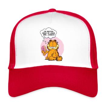 Garfield Die Besten Dinge Im Leben Sind Essbar - Trucker Cap - Weiß/Rot - Vorne