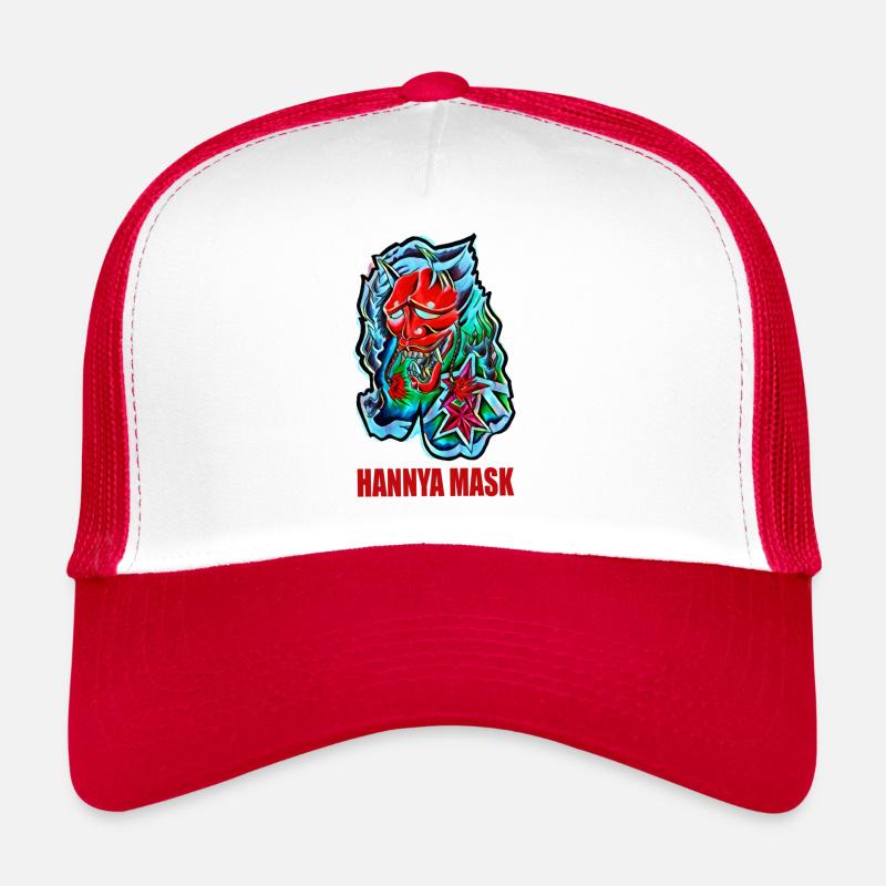 Masque Hannya - Casquette trucker - blanc/rouge