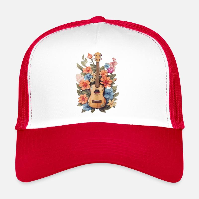 Vintage Ukulele mit Blumen Trucker Cap
