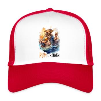 Party Abenteuer mit dem 'RUMtreiber Funshirt - Trucker Cap - Weiß/Rot - Vorne