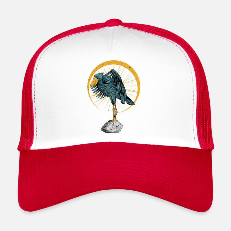 Schuhschnabel Vogel Ornithologe Wald I Geschenk - Trucker Cap - Weiß/Rot