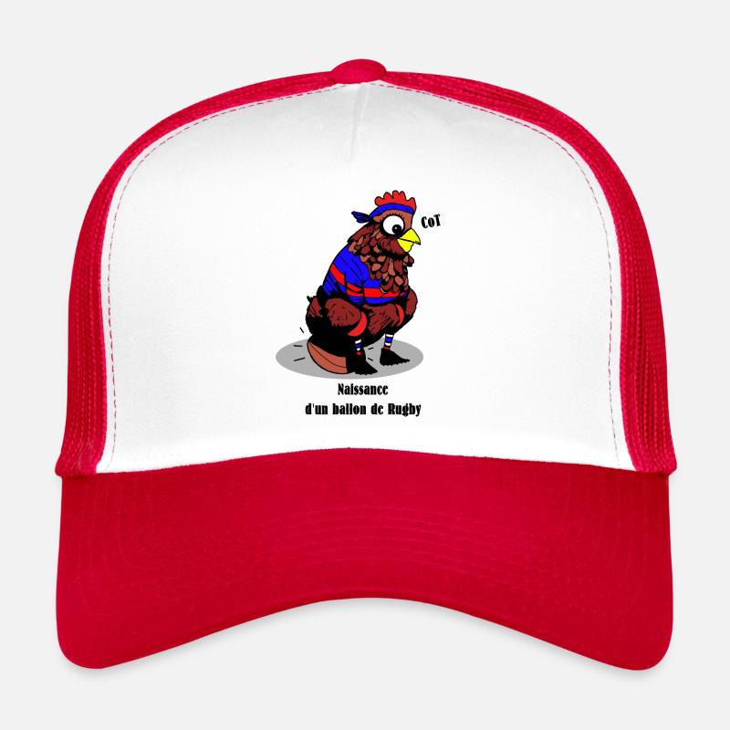 NAISSANCE D'UN BALLON DE RUGBY ! - Casquette trucker  - blanc/rouge