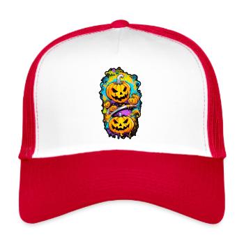 Halloween Pumpkin Head - Trucker Cap - white/red - Front