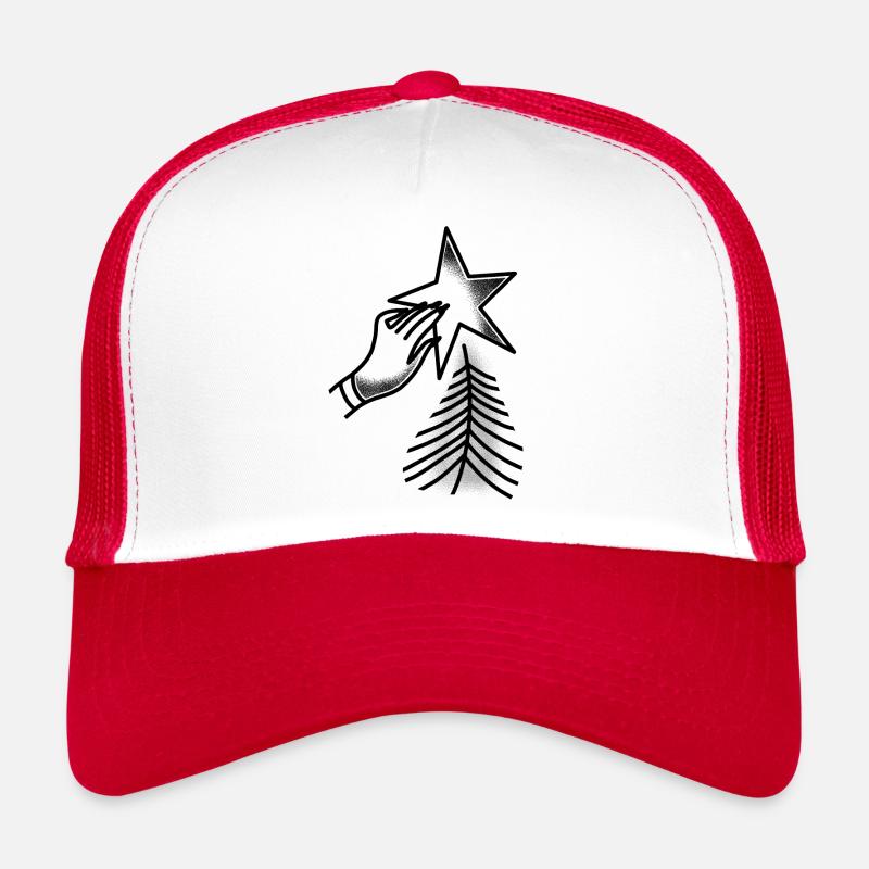 Witchcore-Tattoo-Stil Hand platziert Weihnachtsstern - Trucker Cap - Weiß/Rot