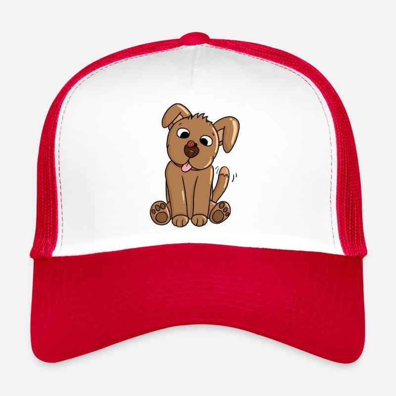 Ein Welpe befreundet sich mit einem Marienkäfer - Trucker Cap - Weiß/Rot