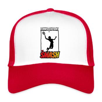 Tennis Shot Smash Winner Shirt - Trucker Cap - Weiß/Rot - Vorne