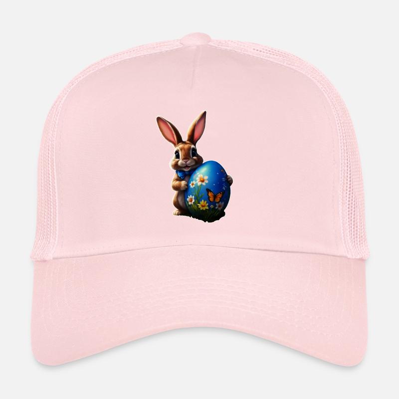 Petit lapin de Pâques avec œuf de Pâques bleu Casquette trucker 