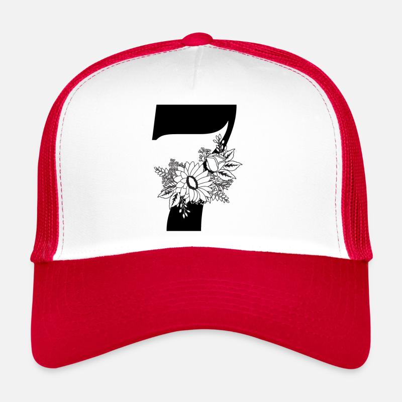 Nummer 7 Schwarze Blumen - 7. Blumenjubiläum Trucker Cap