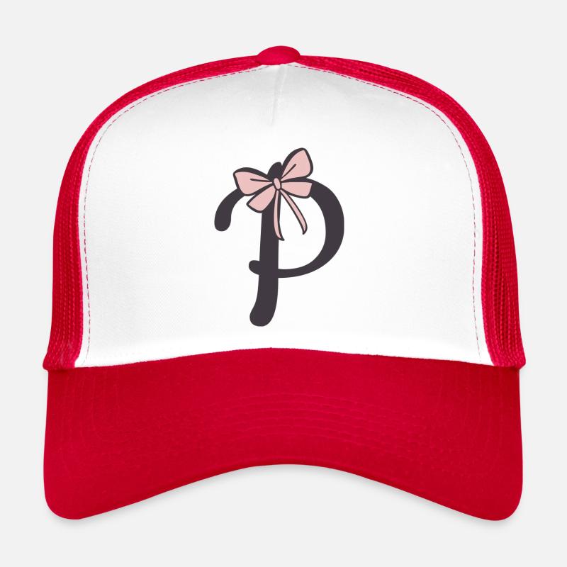 Initial letter P Ribbon Trucker Cap